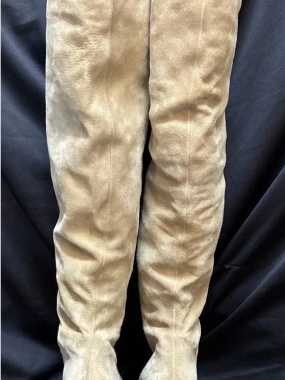 Stuart Weitzman Taupe Suede Over-the-Knee Pointed-Toe Boots
